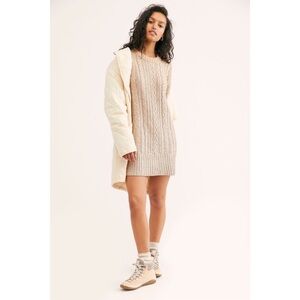 Free People Good as Gold Cable Knit Tunic Sweater Dress